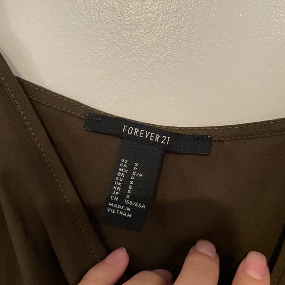 Forever21 Olive Chiffon Bodysuit - Picture 3 of 4